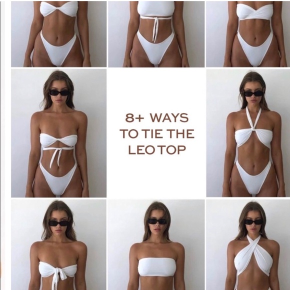 437 Active Swimwear Womens Pink Tie-Front Bandeau Bikini Set Small - Picture 3 of 10